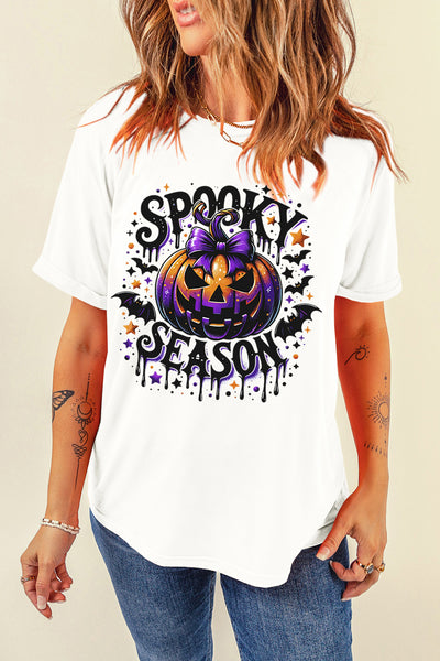 "SPOOKY SEASON" Pumpkin w/Bat Halloween T-Shirt