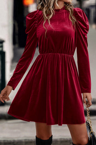 Velvet Dahlia Frilled Dress