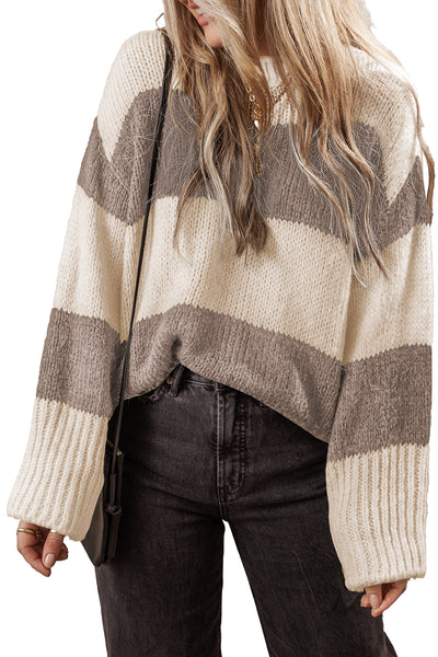 Loose Colorblock Pullover Sweater