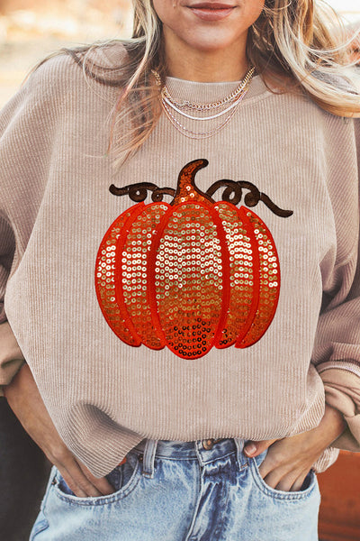 Sequin Pumpkin Graphic Sweatshirt