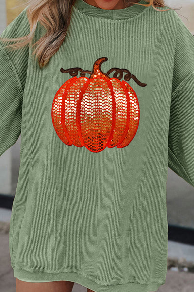 Sequin Pumpkin Graphic Sweatshirt