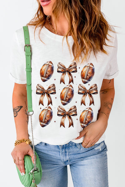 Criss Cross Football Bow T-Shirt