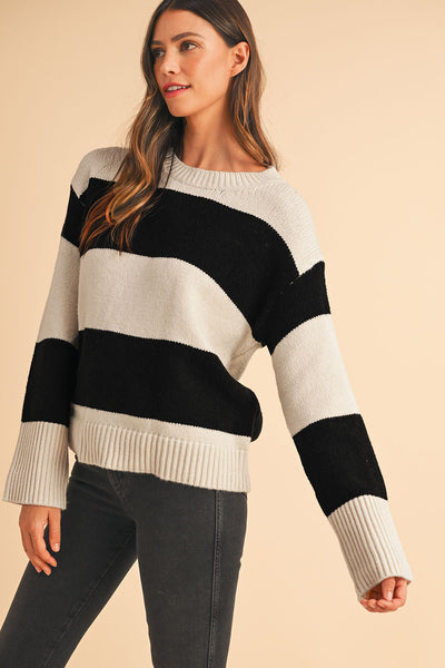 Loose Colorblock Pullover Sweater