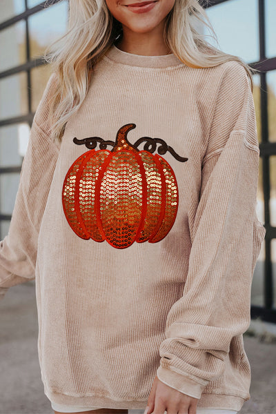 Sequin Pumpkin Graphic Sweatshirt