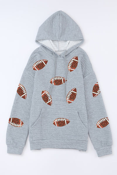 Waffle Knit Sequin Football Hoodie