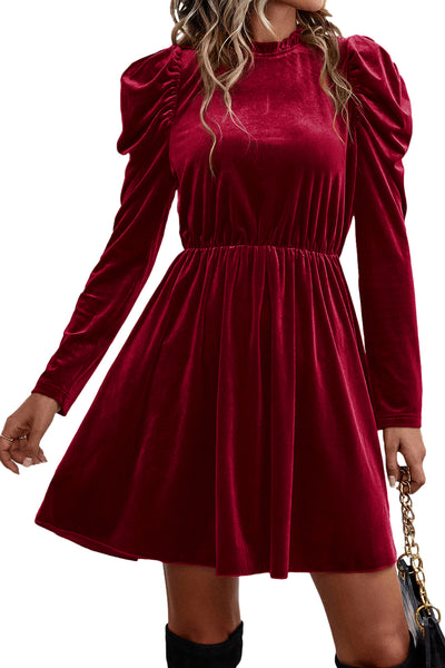 Velvet Dahlia Frilled Dress