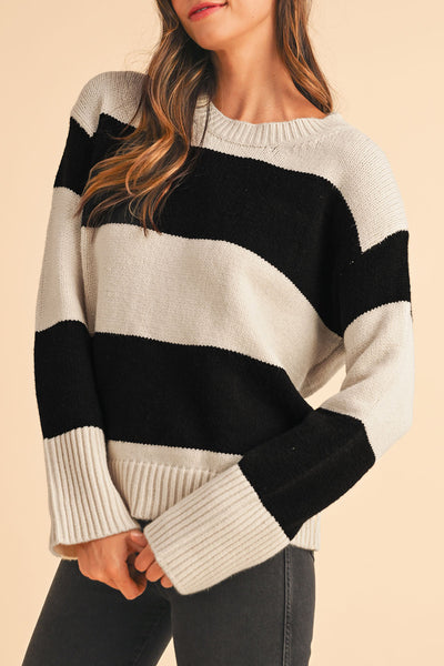 Loose Colorblock Pullover Sweater