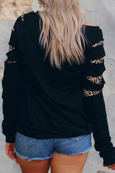 Black "Fall in Love" Leopard Pumpkin Sweatshirt