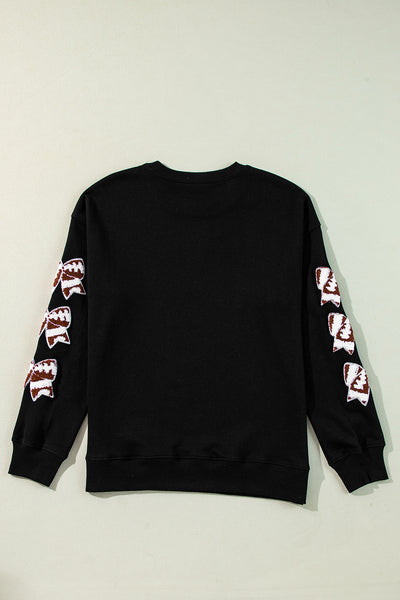 Black "Touch Down" Sweatshirt w/ patched footballs