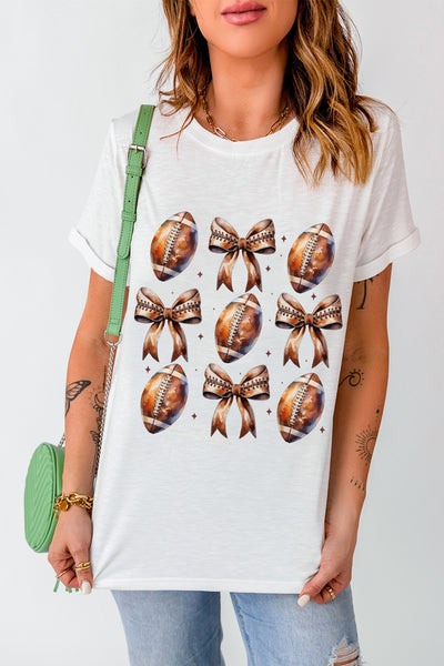 Criss Cross Football Bow T-Shirt