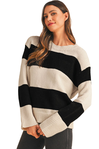 Loose Colorblock Pullover Sweater