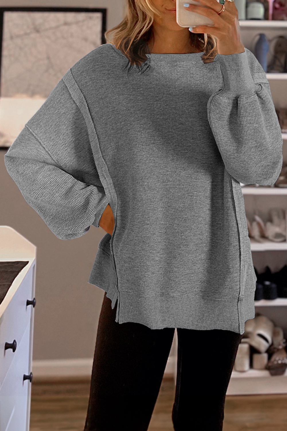 Oversized Bishop Knit Split Sleeve Sweatshirt