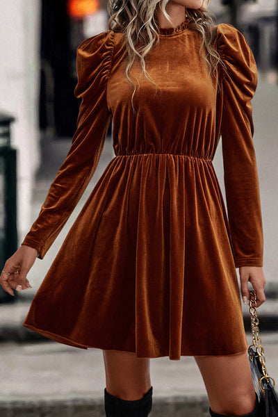 Velvet Dahlia Frilled Dress