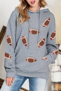 Waffle Knit Sequin Football Hoodie