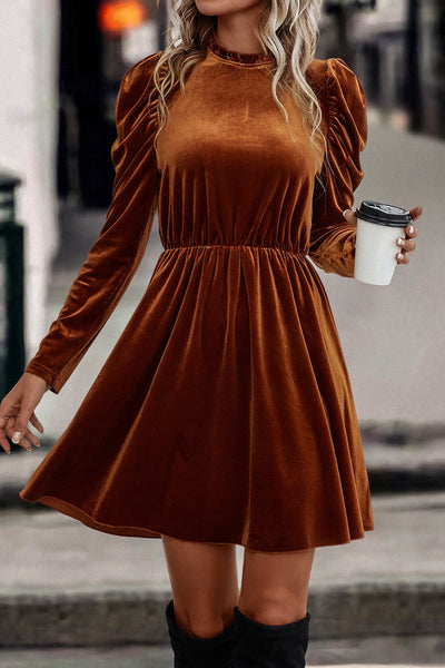 Velvet Dahlia Frilled Dress