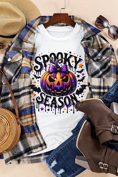 "SPOOKY SEASON" Pumpkin w/Bat Halloween T-Shirt