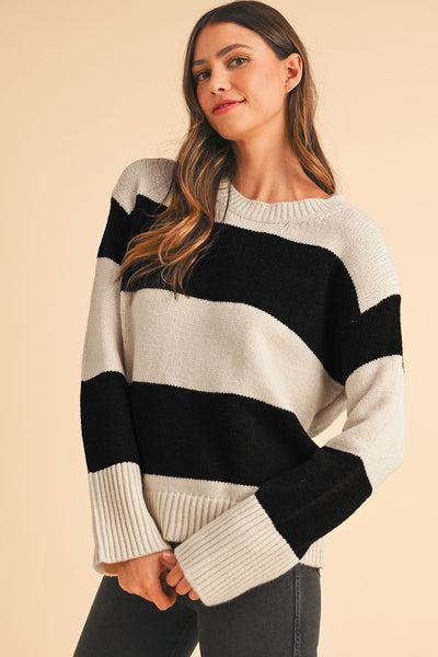 Loose Colorblock Pullover Sweater