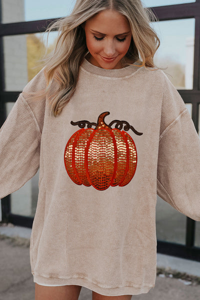 Sequin Pumpkin Graphic Sweatshirt