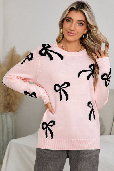 Baby Pink Cozy Bow Sweater