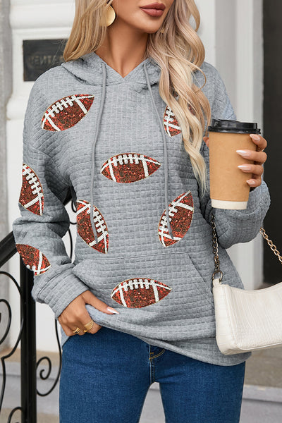 Waffle Knit Sequin Football Hoodie