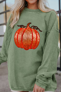 Sequin Pumpkin Graphic Sweatshirt