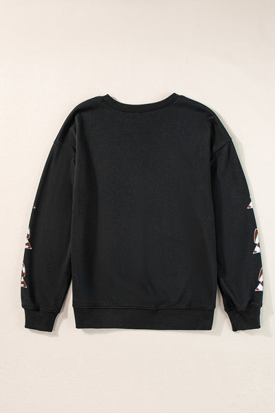 Black "Touch Down" Sweatshirt w/ patched footballs