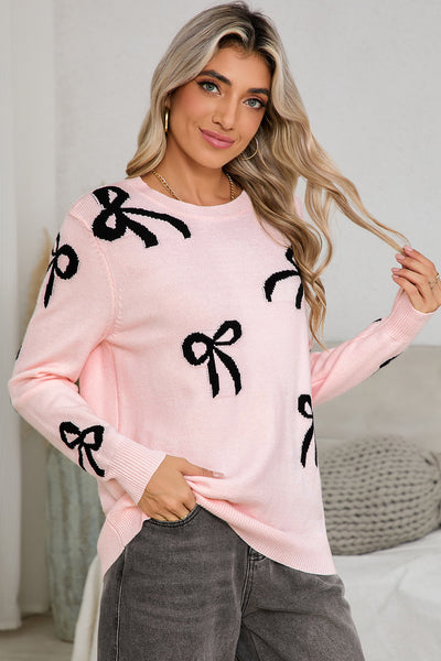 Baby Pink Cozy Bow Sweater