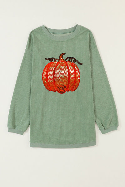 Sequin Pumpkin Graphic Sweatshirt