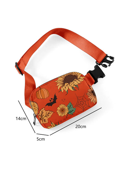 Orange Pumpkin Sunflower Halloween Crossbody Bag