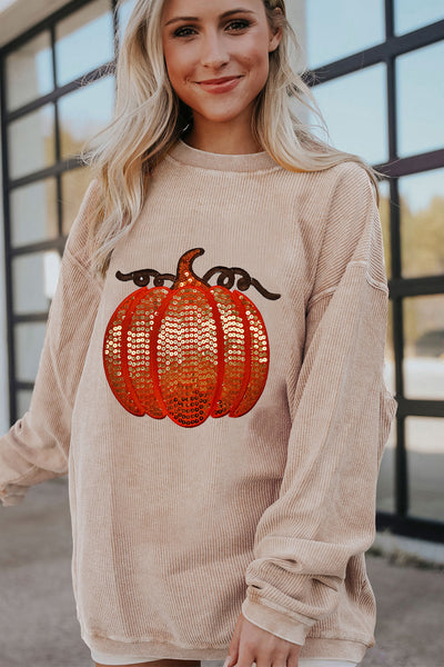 Sequin Pumpkin Graphic Sweatshirt