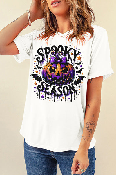 "SPOOKY SEASON" Pumpkin w/Bat Halloween T-Shirt