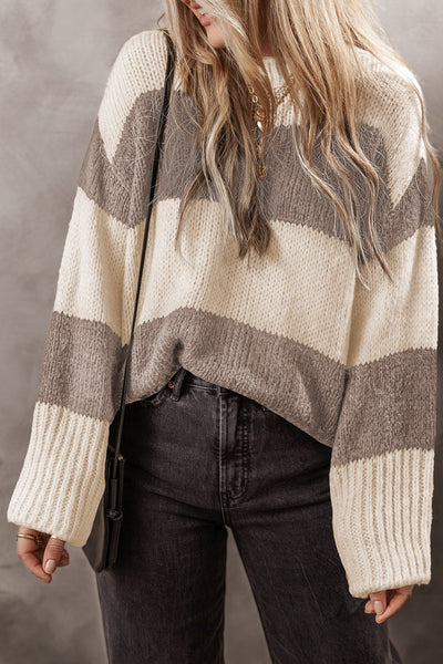 Loose Colorblock Pullover Sweater