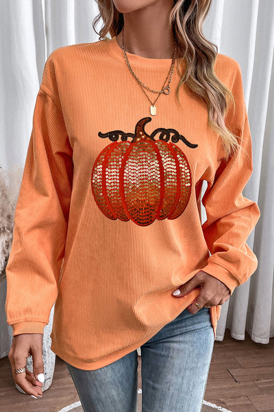 Sequin Pumpkin Graphic Sweatshirt