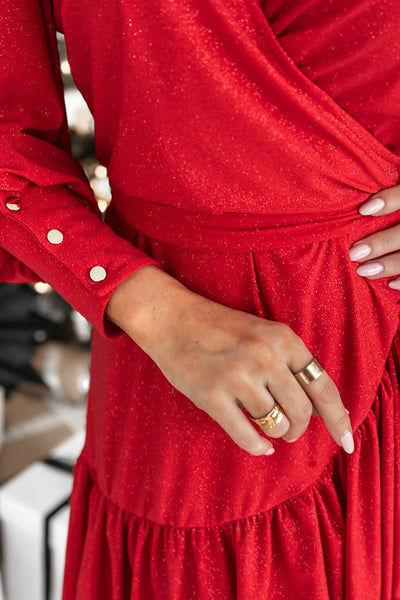 Racing Red Tinsel Mini Dress