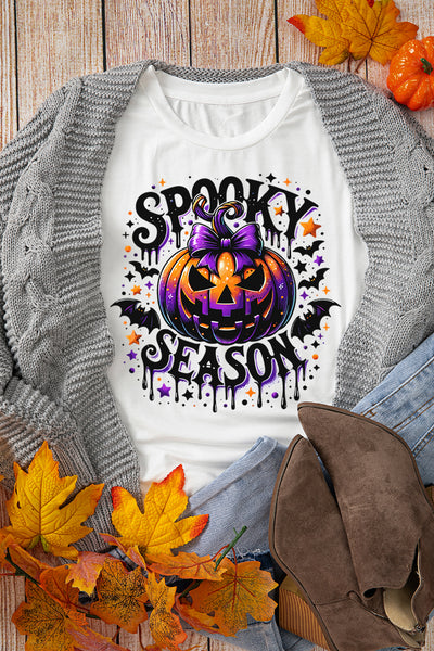 "SPOOKY SEASON" Pumpkin w/Bat Halloween T-Shirt