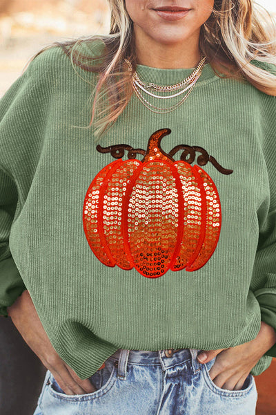 Sequin Pumpkin Graphic Sweatshirt