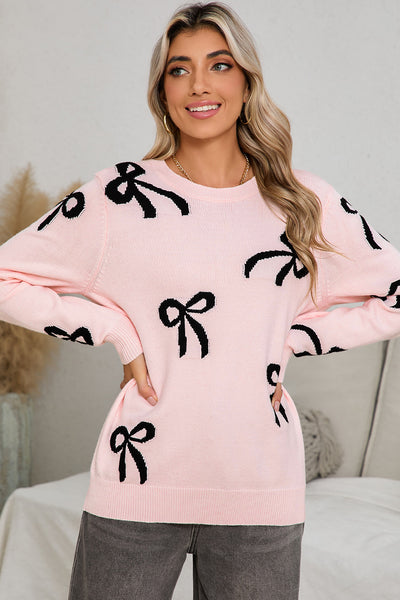 Baby Pink Cozy Bow Sweater