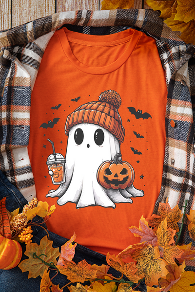 Orange "Cute Coffee Ghost" T-Shirt