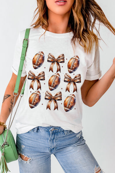 Criss Cross Football Bow T-Shirt