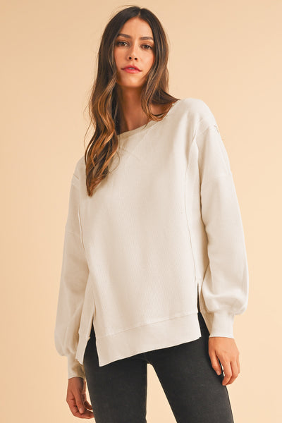 Oversized Bishop Knit Split Sleeve Sweatshirt