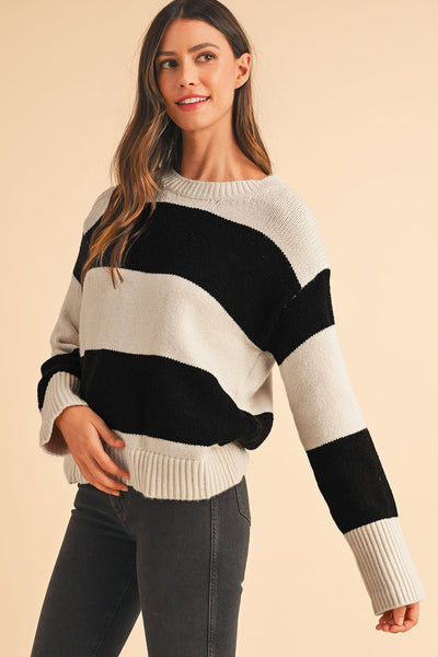 Loose Colorblock Pullover Sweater