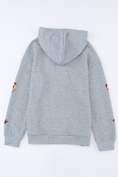 Waffle Knit Sequin Football Hoodie